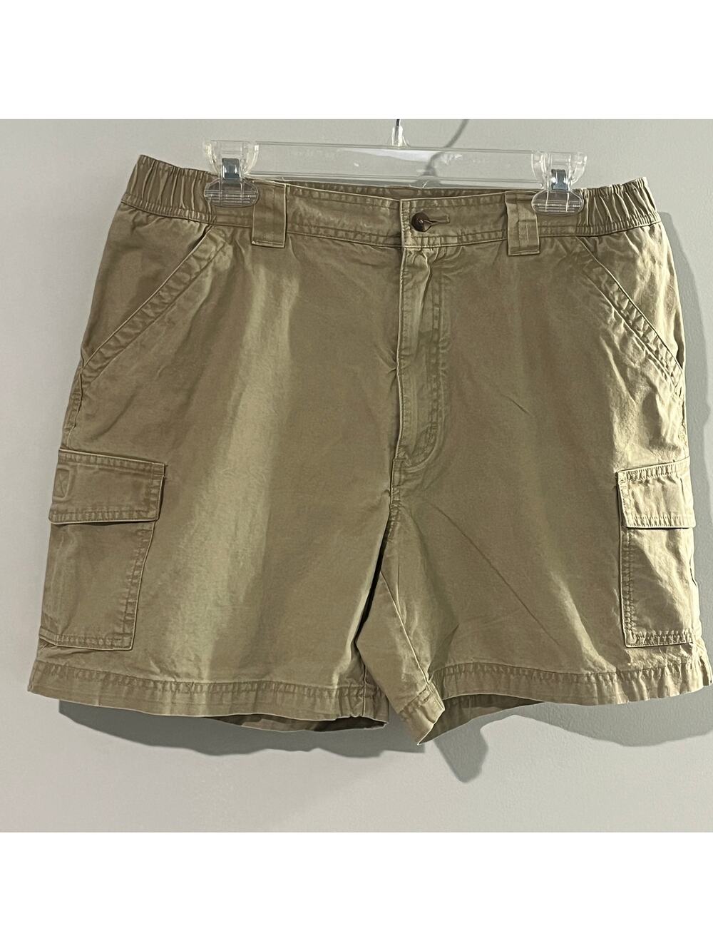 L.L.Bean Comfort Waist Cargo Shorts Men's 35W Khaki Tan Cotton Hiking Outdoor